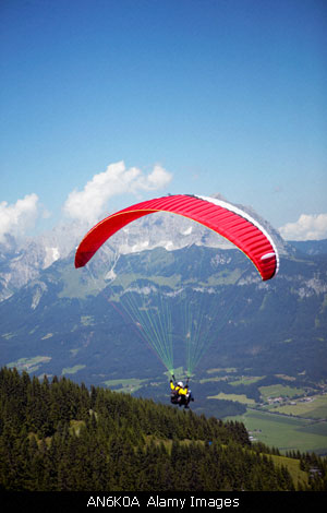 A hang glider takes off from the World Centre for Hang Gliding on the mountain of Chabre...the Mas d'Oriane is at the foot of the mountain...