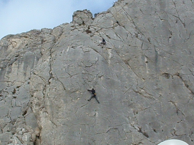Rock face at Sisteron with view on the Citadelle and the river Durance...