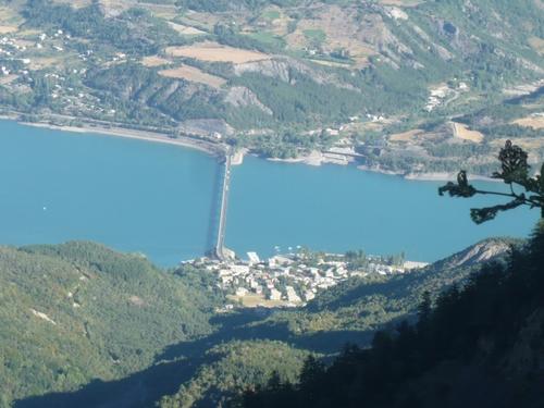 Lake Serre-Ponçon seen from the top of the Grand Morgon mountain......